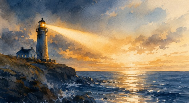 CapsurIA, La peur de l'IA, aquarelle maritime