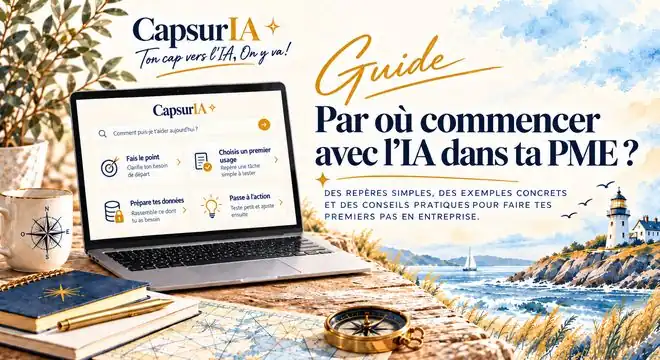 Couverture du guide « Par où commencer avec l'IA dans ta PME », CapsurIA