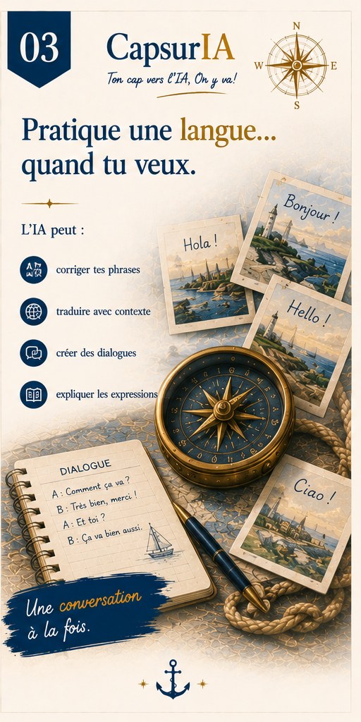 Affiche CapsurIA : Pratique une langue quand tu veux