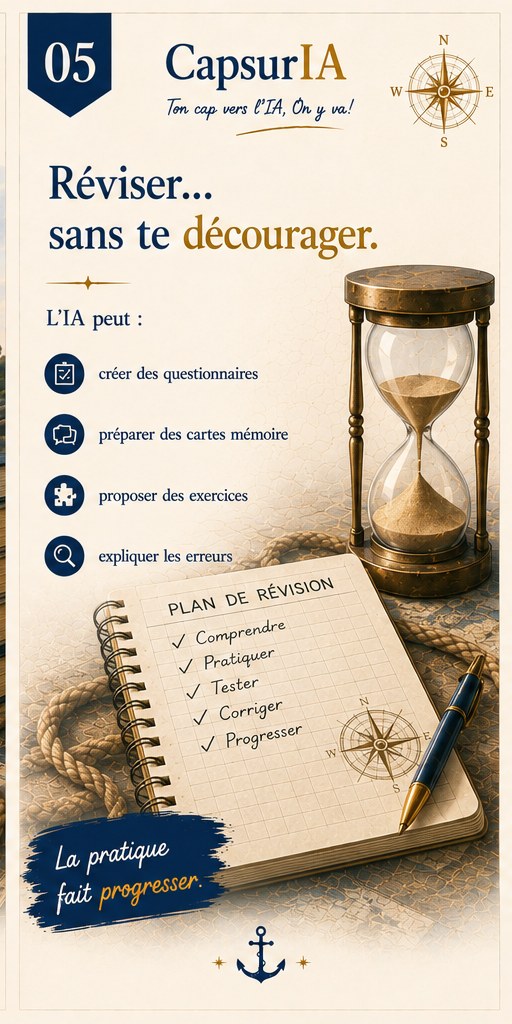Affiche CapsurIA : Réviser sans te décourager