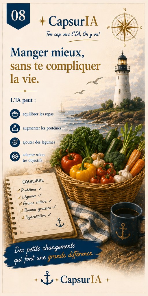 Affiche CapsurIA : Manger mieux, sans te compliquer la vie