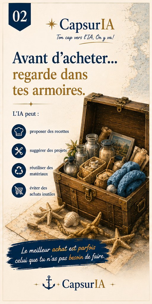 Affiche CapsurIA : Avant d'acheter, regarde dans tes armoires