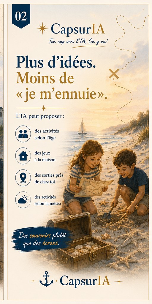 Affiche CapsurIA : Plus d'idées. Moins de « je m'ennuie »