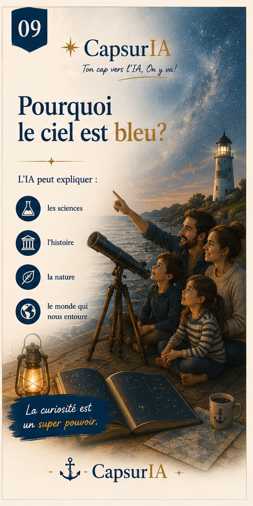 Affiche CapsurIA : Pourquoi le ciel est bleu ?