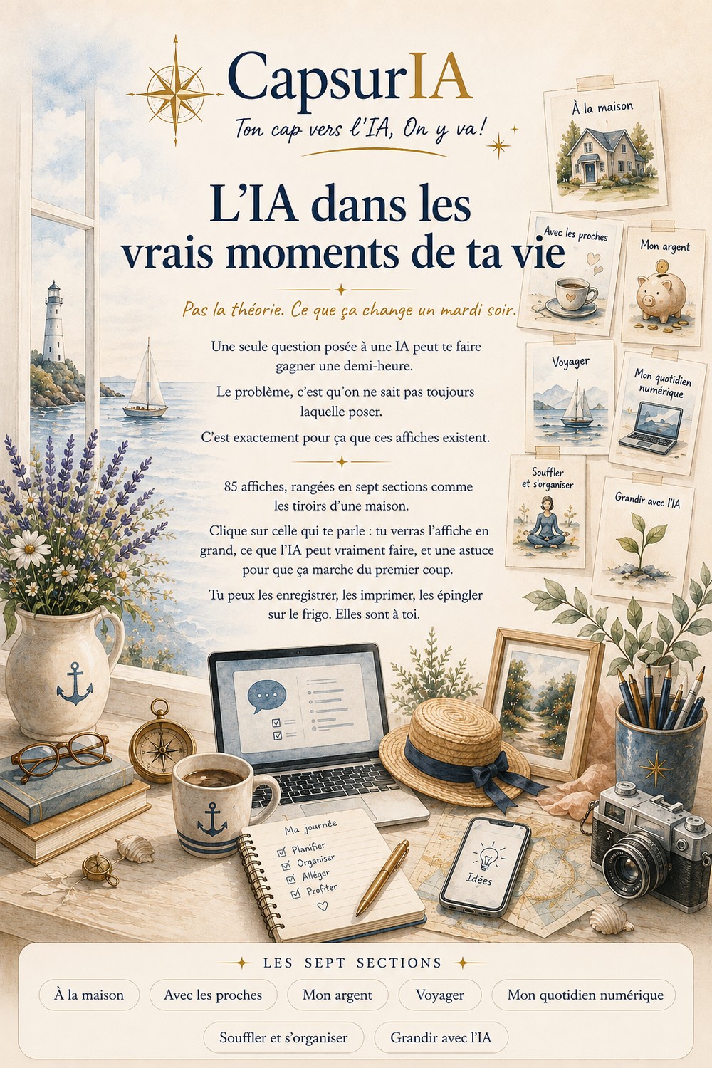 Affiche CapsurIA : L'IA dans les vrais moments de ta vie, les sept sections