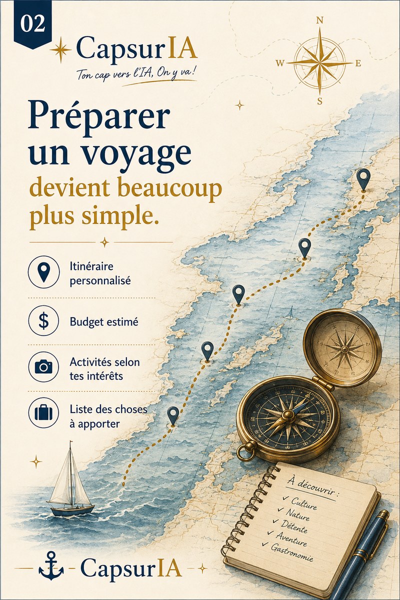 Affiche CapsurIA : Préparer un voyage devient beaucoup plus simple