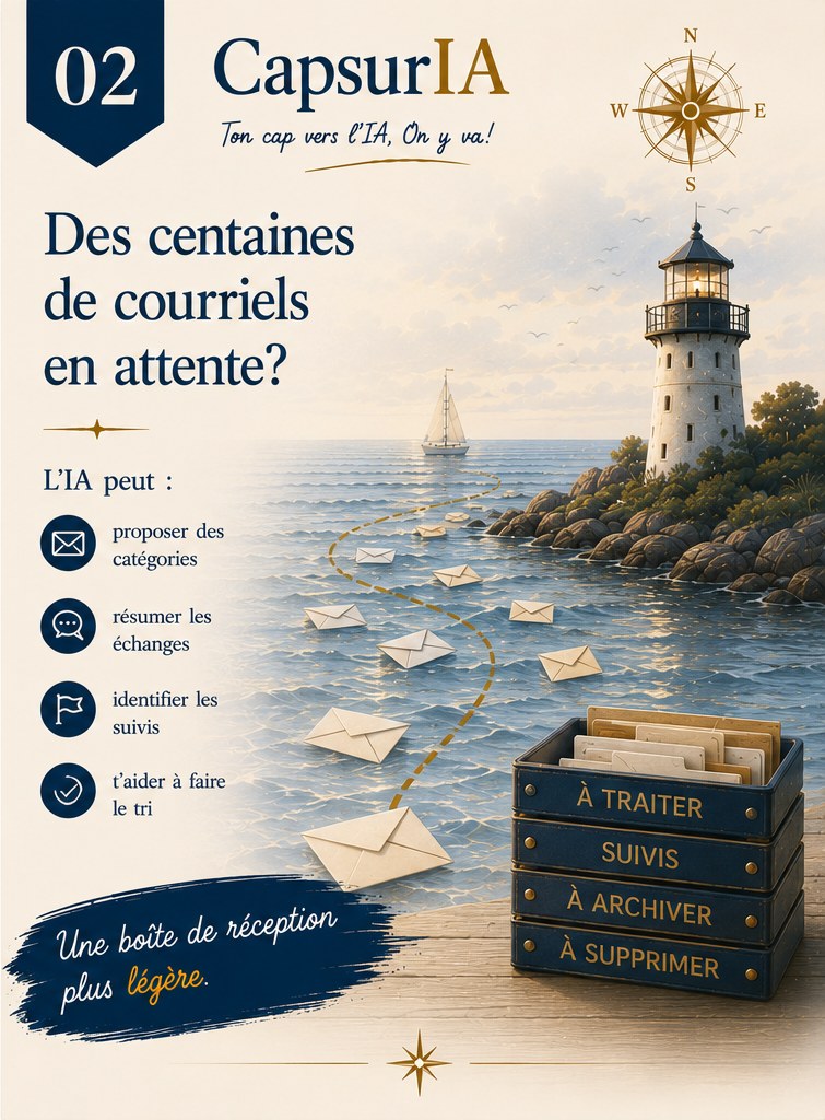 Affiche CapsurIA : Des centaines de courriels en attente ?