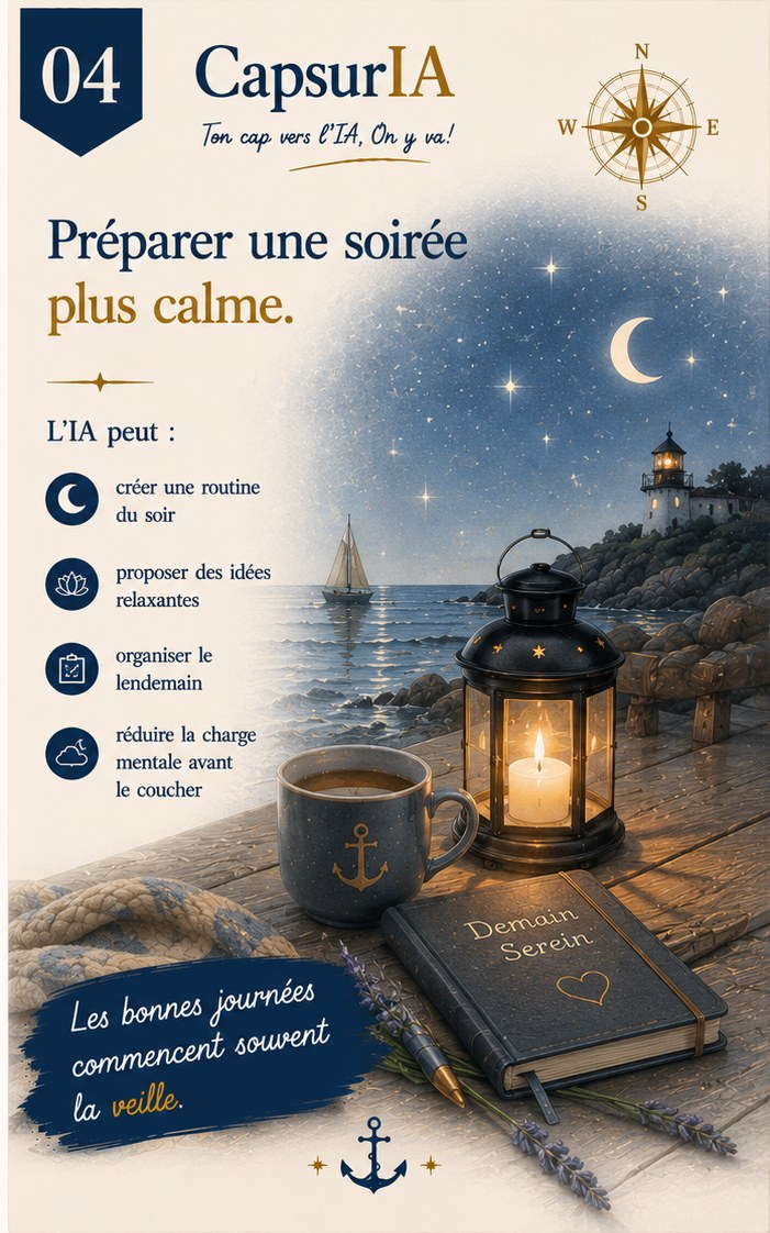 Affiche CapsurIA : Préparer une soirée plus calme