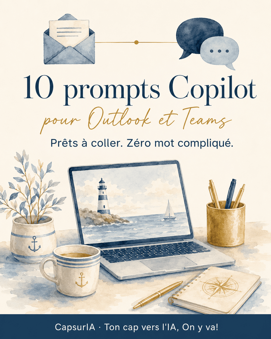 Affiche CapsurIA : 10 prompts Copilot pour Outlook et Teams