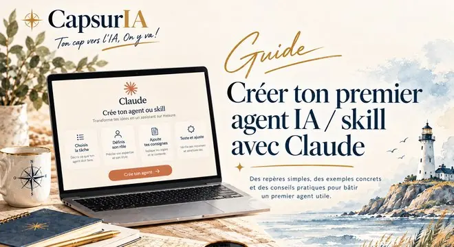Couverture du guide « Créer ton premier agent IA », CapsurIA