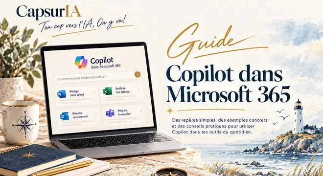Couverture du guide « Copilot dans Microsoft 365 », CapsurIA