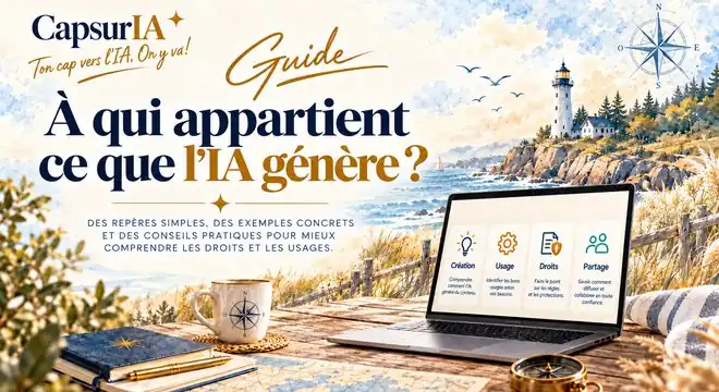 Couverture du guide « À qui appartient ce que l'IA génère », CapsurIA