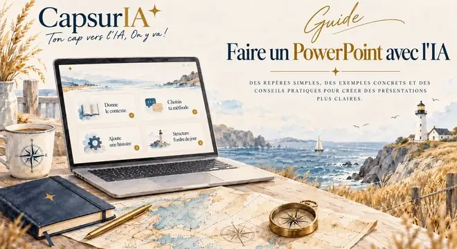 Couverture du guide « Faire une présentation avec l'IA », CapsurIA