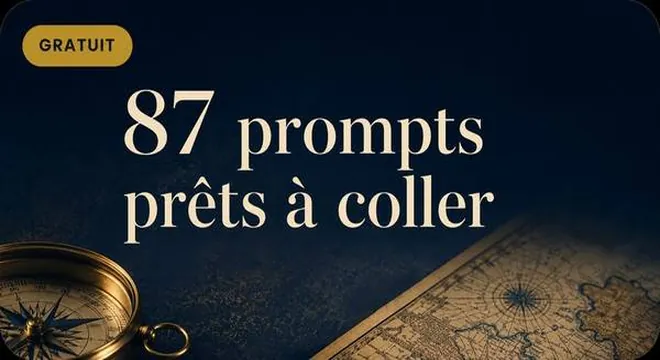CapsurIA · bandeau du recueil gratuit de 87 prompts prêts à coller, sur fond de carte marine