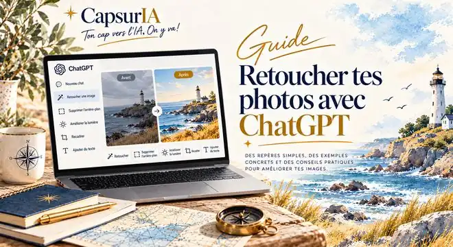 Couverture du guide « Retoucher tes photos avec ChatGPT », CapsurIA