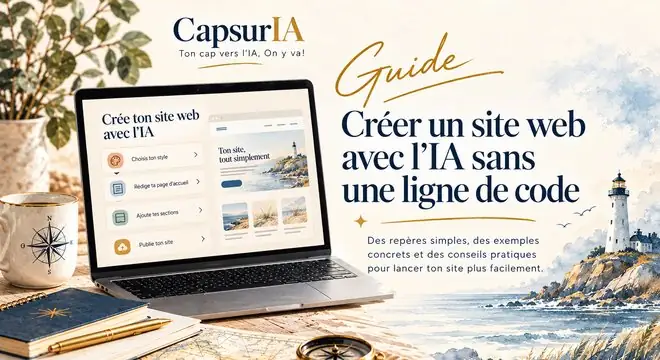 Couverture du guide « Créer un site web avec l'IA, étape par étape », CapsurIA