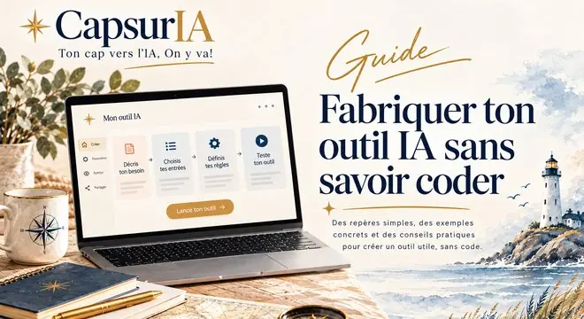 Couverture du guide « Fabriquer un outil, sans coder », CapsurIA
