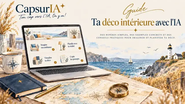 Couverture du guide « Prompts IA pour ta déco intérieure », CapsurIA